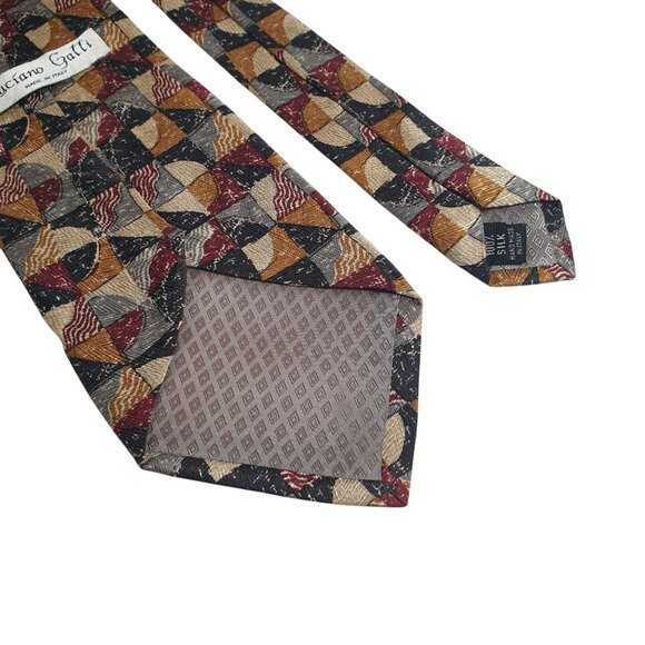 Luciano Gatti Vintage Italian Silk Geometric Tie Designer Office Accessory - Picture 5 of 5